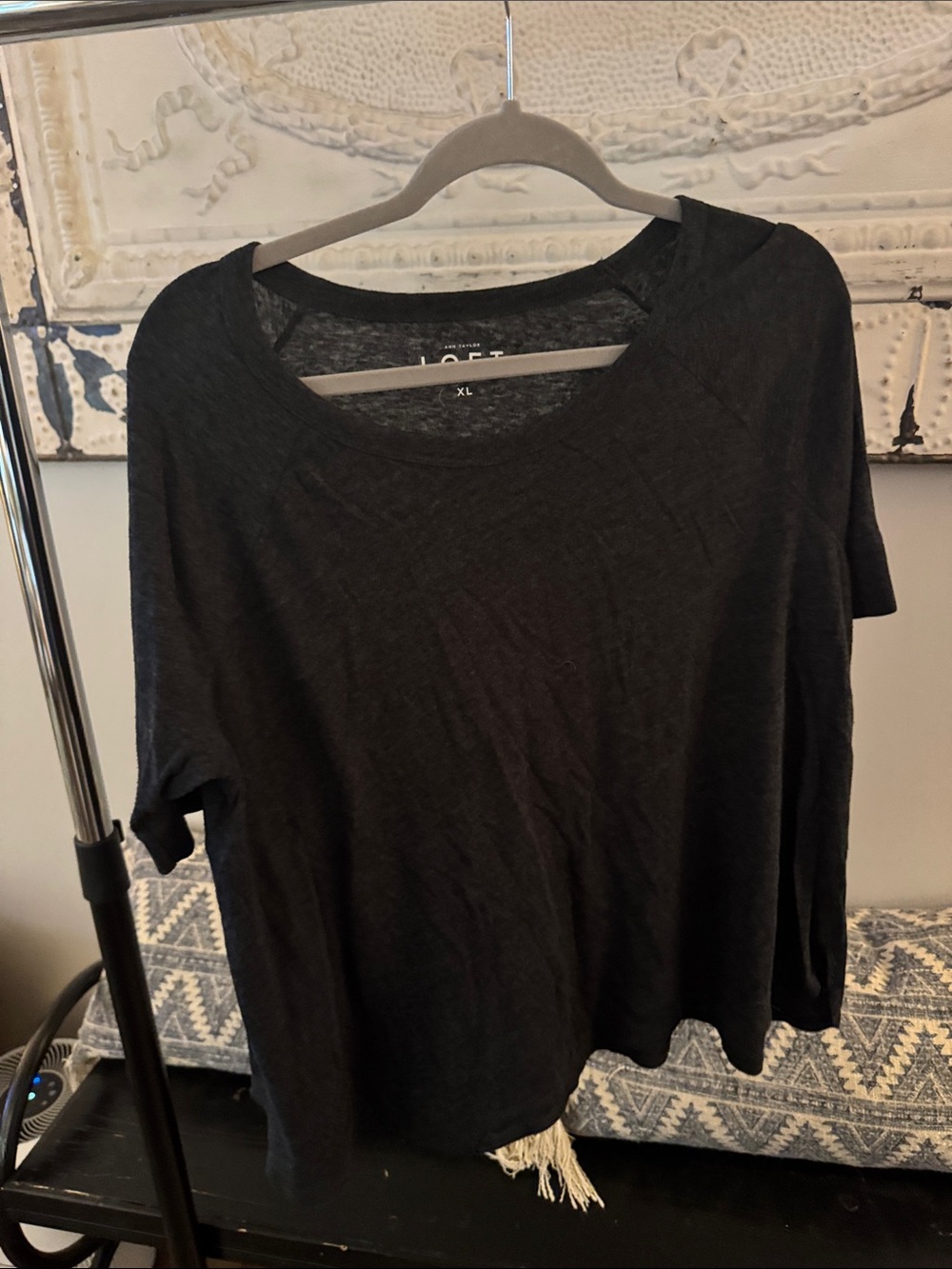 LOFT Black Scoop Neck Short Sleeve Tee - Lightweight Everyday Top
